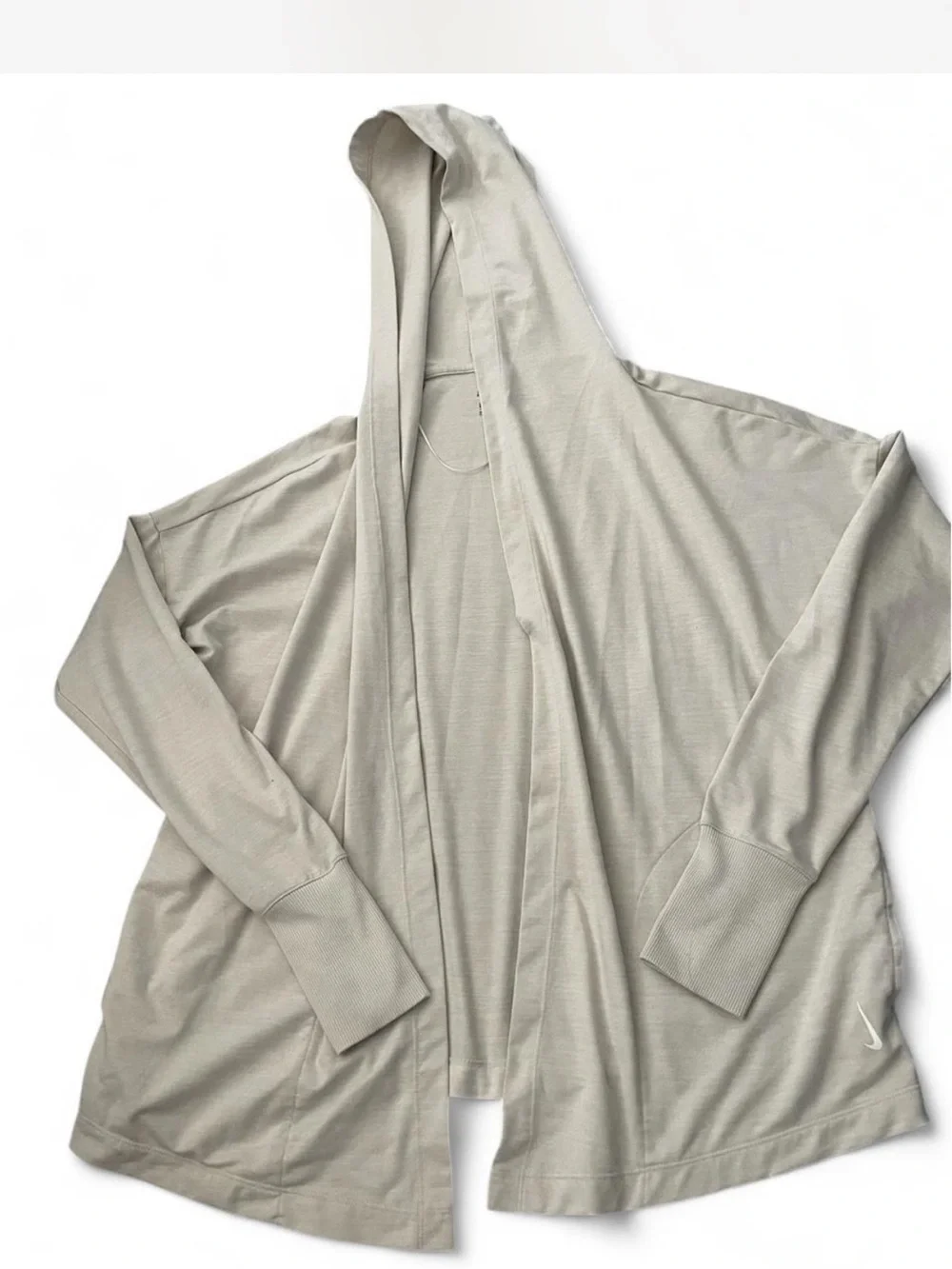 Nike Men's Light Gray Hooded Open-Front Top